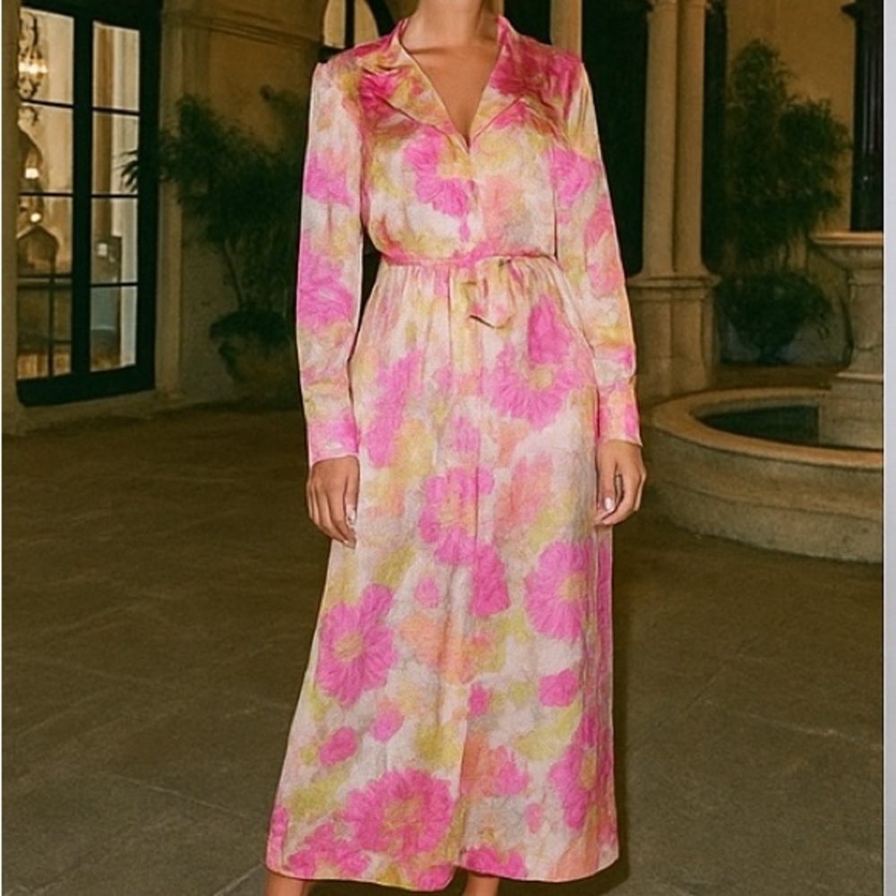Rare 1960s-70s Vanity Fair Dressing Gown Button Dress Robe Sz 14